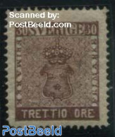 Sweden 1858 30o, Short Corner Leftunder, Stamp Out Of Set, Unused (hinged) - Neufs