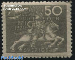 Sweden 1924 50o, Stamp Out Of Set, Unused (hinged), Nature - Transport - Aircraft & Aviation - Neufs