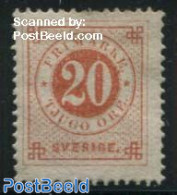 Sweden 1872 20o, Perf. 13, Stamp Out Of Set, Unused (hinged) - Ongebruikt