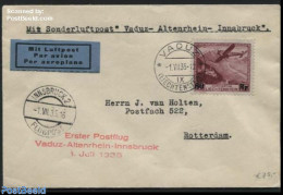Liechtenstein 1935 Special Flight Vaduz-Altenrhein-Innsbruck, Postal History, Transport - Aircraft & Aviation - Brieven En Documenten