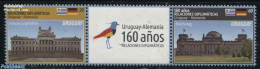 Uruguay 2016 Diplomatic Relations With Germany 2v+tab [:T:] (tab May Vary), Mint NH, History - Flags - Art - Architect.. - Uruguay