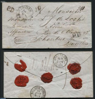 Netherlands 1860 Registered Letter From Amsterdam To Brussels, Postal History - Storia Postale
