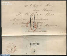 Netherlands 1860 Letter From Heerenveen Via Drachten To Amsterdam, Stamped In Stead Of Written Postage, Postal History - Storia Postale