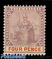 Trinidad & Tobago 1896 4d,  Stamp Out Of Set, Unused (hinged) - Trinidad Y Tobago (1962-...)