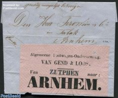 Netherlands 1863 Letter From Zutphen To Arnhem, Sent By Van Gend & Loos, Postal History - Briefe U. Dokumente