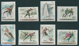 Hungary 1955 Wintersports 8v, Imperforated, Unused (hinged), History - Sport - Europa Hang-on Issues - Ice Hockey - Sa.. - Unused Stamps