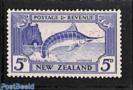 New Zealand 1935 5d, Stamp Out Of Set, Unused (hinged), Nature - Fish - Nuovi