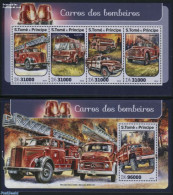 Sao Tome/Principe 2016 Fire Engines 2 S/s, Mint NH, Transport - Automobiles - Fire Fighters & Prevention - Auto's