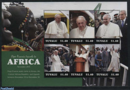 Tuvalu 2015 Pope Francis In Africa 6v M/s, Mint NH, History - Religion - Politicians - Pope - Pausen