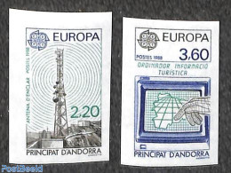 Andorra, French Post 1988 Europa 2v, Imperforated, Mint NH, History - Science - Europa (cept) - Telecommunication - Ungebraucht