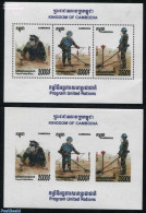 Cambodia 2016 Landmine Removal 2 S/s (perforated & Imperforated), Mint NH, Various - Uniforms - Disfraces