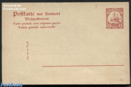 Germany, Colonies 1905 Kiautschou, Reply Paid Postcard  10/10c, Unused Postal Stationary, Transport - Ships And Boats - Bateaux