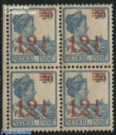 Netherlands Indies 1930 Overprint 1v, Block Of 4, With Mirrorprints On Reverse Side, Mint NH, Various - Errors, Mispri.. - Erreurs Sur Timbres