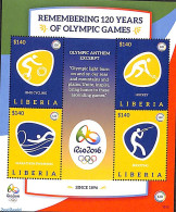 Liberia 2016 120 Years Olympic Games 4v M/s, Mint NH, Sport - Cycling - Gliding - Hockey - Olympic Games - Wielrennen