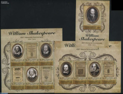 Grenada Grenadines 2016 William Shakespeare 3 S/s, Mint NH, Art - Authors - Schriftsteller