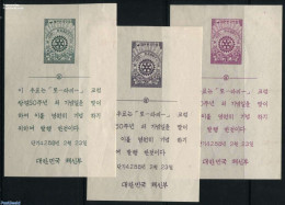 Korea, South 1955 50 Years Rotary 3 S/s (issued Without Gum), Mint NH, Various - Rotary - Rotary, Lions Club