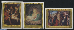 Niger 1976 Christmas, Rubens Paintings 3v, Imperforated, Mint NH, Religion - Christmas - Art - Paintings - Rubens - Weihnachten