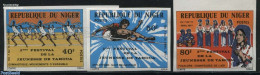 Niger 1977 Youth Festival 3v, Imperforated, Mint NH, Performance Art - Sport - Dance & Ballet - Music - Sport (other A.. - Danse