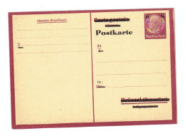 Deutschland, Ungebr. Postkarte Mit Eingedr. 15Pfg./Hindenburg Frankatur, Überdruck "6" (12471G) - Ocupación 1938 – 45