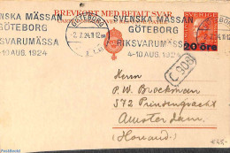 Sweden 1924 Reply Paid Postcard 20o On 25o (with Unused Answer Card Attached), Used Postal Stationary - Storia Postale