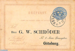 Sweden 1873 Postcard 12o, Sent To Goteborg, Used Postal Stationary - Cartas & Documentos