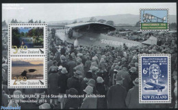 New Zealand 2016 Stamp & Postcard Christchurch S/s, Mint NH, Nature - Transport - Sea Mammals - Philately - Aircraft &.. - Ungebraucht