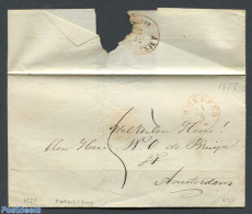 Netherlands 1851 Folding Cover From Purmerend To Amsterdam, Postal History - ...-1852 Precursori