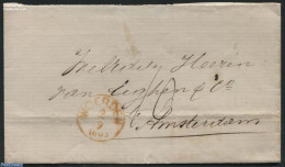 Netherlands 1865 Folding Cover From Woerden To Amsterdam, Postal History - Briefe U. Dokumente