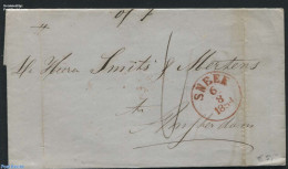 Netherlands 1854 Folding Cover From Sneek To Amsterdam, Postal History - Brieven En Documenten