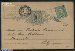 Angola 1912 Postcard, Uprated To Brussels, Used Postal Stationary - Angola