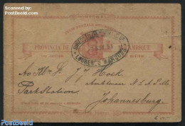 Mozambique 1893 Postcard To Johannesburg, Used Postal Stationary - Mozambique