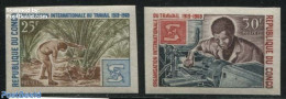 Congo Republic 1969 50 Years I.L.O. 2v, Imperforated, Mint NH, History - Various - I.l.o. - Agriculture - Industry - Landwirtschaft