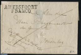 Netherlands 1820 Folding Cover From Amersfoort To Woudenberg, Postal History - ...-1852 Precursores