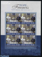 Nevis 2014 Pope Visits Israel M/s, Mint NH, History - Religion - Flags - Politicians - Pope - Popes