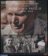 Saint Vincent 2014 Canonization Of John Paul II 3v M/s, Mint NH, Religion - Pope - Religion - Papas