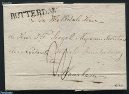 Netherlands 1827 Folding Cover From Rotterdam To Haarlem, Postal History - ...-1852 Precursores