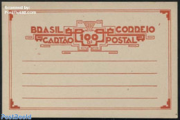 Brazil 1935 Postcard 100R, Red Orange, Unused Postal Stationary - Brieven En Documenten