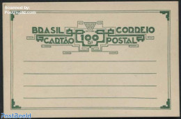 Brazil 1935 Postcard 100R, Green, Unused Postal Stationary - Covers & Documents