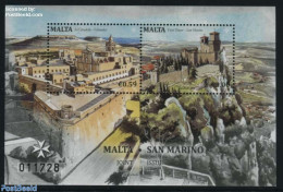 Malta 2016 Castles S/s, Joint Issue San Marino, Mint NH, Various - Joint Issues - Art - Castles & Fortifications - Gemeinschaftsausgaben
