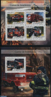 Mozambique 2016 Fire Engines 2 S/s, Mint NH, Nature - Transport - Cats - Automobiles - Fire Fighters & Prevention - Cars