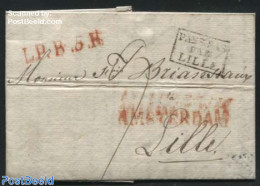 Netherlands 1818 Folding Letter From Amsterdam To Lille, France, Postal History - ...-1852 Vorläufer