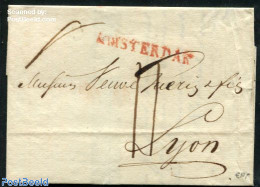 Netherlands 1818 Folding Letter From Amsterdam To Lyon, Postal History - ...-1852 Precursores