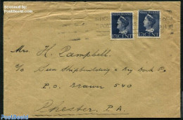 Netherlands 1946 2X Nvhp No.338. Cover From Schiedam, Postal History, History - Kings & Queens (Royalty) - Storia Postale