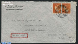 Netherlands 1946 A Pair Of Nvhp No.344 On An Airmail To New York, Postal History, History - Kings & Queens (Royalty) - Lettres & Documents