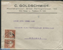 Netherlands 1924 A Pair Of Nhvp No.140 On A Cover To Weimar, Postal History - Cartas & Documentos