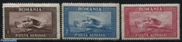 Romania 1928 Airmail Stamps 3v, WM Horizontal, Unused (hinged), Transport - Aircraft & Aviation - Ongebruikt