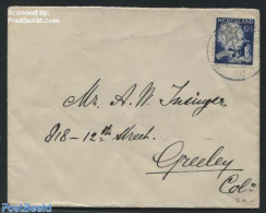 Netherlands 1933 Cover To Greeley, USA, Postal History, Nature - Cats - Lettres & Documents