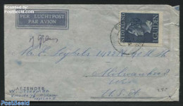 Netherlands 1946 Queen Wilhelmina. Airmail To USA, Postal History, History - Kings & Queens (Royalty) - Briefe U. Dokumente