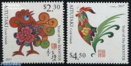 Aitutaki 2017 Year Of The Rooster 2v, Mint NH, Nature - Various - Poultry - New Year - Año Nuevo