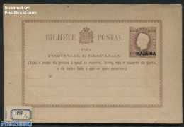 Madeira 1878 Postcard 15R, Unused Postal Stationary - Madère